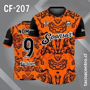 Camiseta de Fútbol Anaranjado con Mangas y Manchas Negras