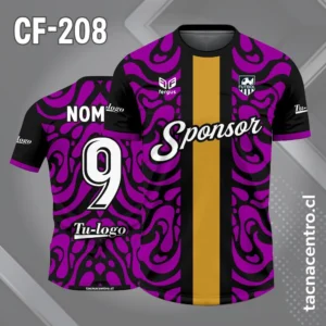 Camiseta de Fútbol morado con Franjas Centrales dorado y negro