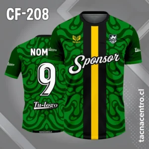 Camiseta de Fútbol Verde con Franjas Centrales Negro Amarillo