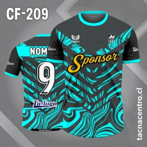 Camiseta de Fútbol Gris con Patrones celestes