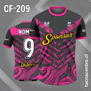 Camiseta de Fútbol Gris con Patrones Rosados