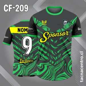 Camiseta de Fútbol Gris con Patrones verdes