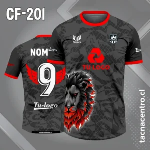 Camiseta de Futbol Leon color gris con rojo