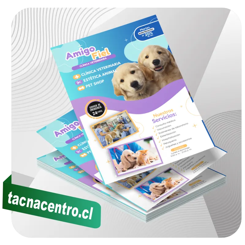 modelo de flyer publicitario para clinica veterinaria tacna centro chile
