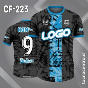 Camiseta de Fútbol Gris con Franja Central celeste