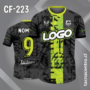 Camisetas de Futbol Plomas Personalizadas 3 Camiseta de Fútbol Gris con Franja Central Verde
