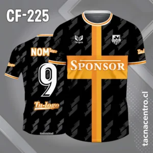 Camiseta de Fútbol Negra con Diseño Frontal de Anaranjada