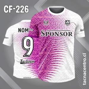 Camiseta de Fútbol fucsia lateral con Blanco