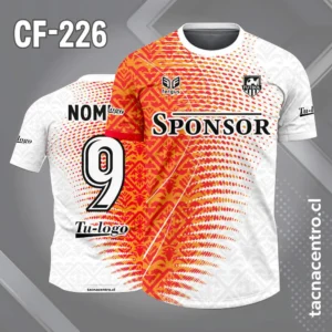 Camiseta de Fútbol naranja lateral con Blanco