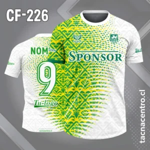 Camiseta de Fútbol verde amarillo lateral con Blanco