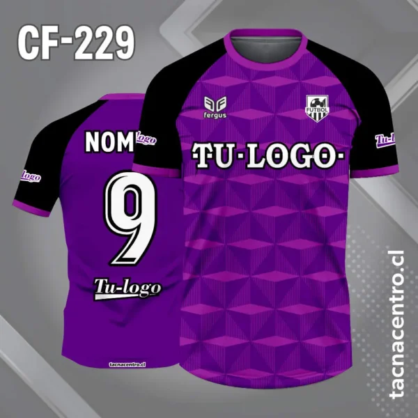 Camiseta de Fútbol Rojo con Patrones Geometricos y Mangas Blancas 4 Camiseta de Fútbol morada con Patrones Geometricos y Mangas negras