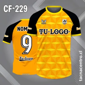 Camiseta de Fútbol amarilla con Patrones Geometricos y Mangas negras