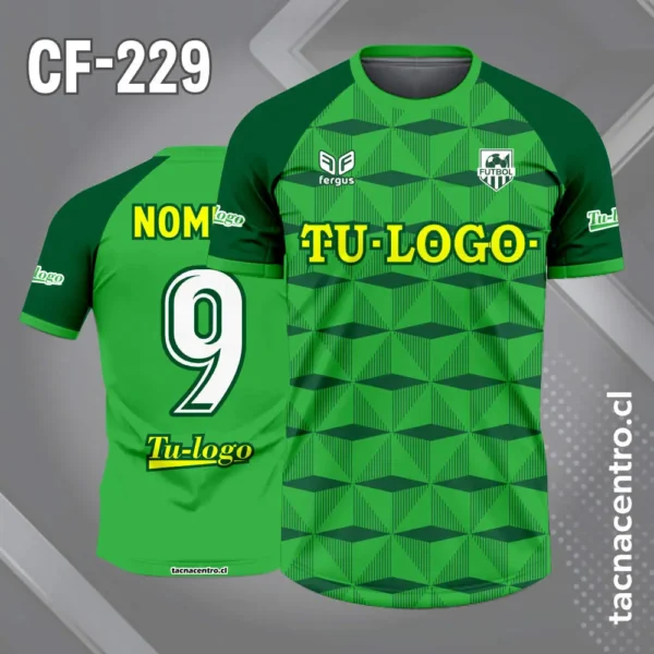 Camiseta de Fútbol Rojo con Patrones Geometricos y Mangas Blancas 2 Camiseta de Fútbol verde claro con Patrones Geometricos y Mangas verde oscuro