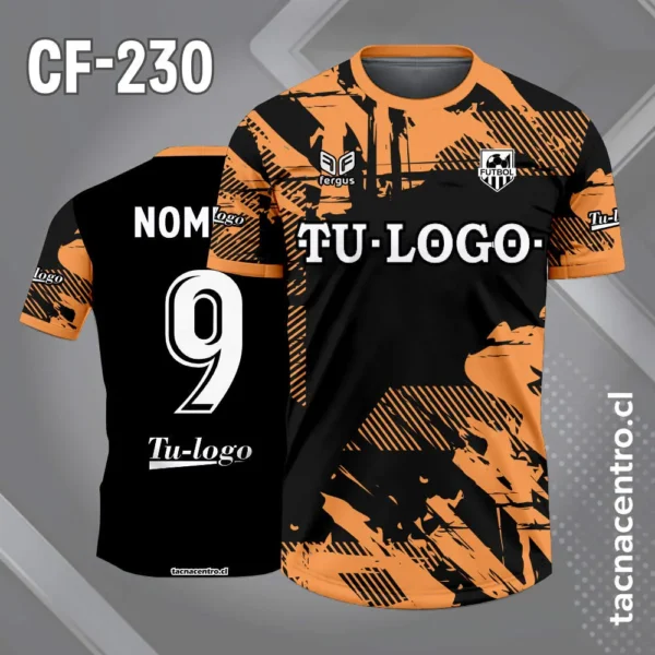 Camiseta de Fútbol Negra con Patrones Celestes 4 Camiseta de Fútbol Negra con Patrones naranjas