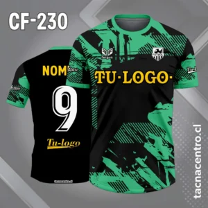 Camiseta de Fútbol Negra con Patrones verdes