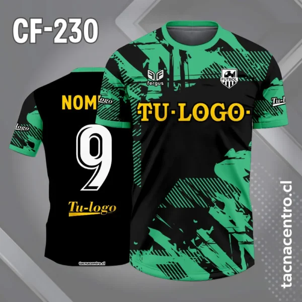 Camiseta de Fútbol Negra con Patrones Celestes 5 Camiseta de Fútbol Negra con Patrones verdes
