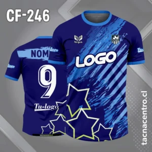 Camiseta de Fútbol azul con Franjas Diagonales celestes