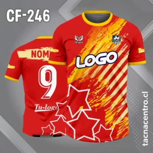 Camiseta de Fútbol rojo con Franjas Diagonales naranjas