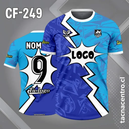 Camiseta de Fútbol Azul y Celeste Estilo Comic