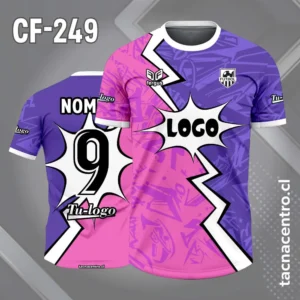 Camiseta de Fútbol morado y rosado Estilo Comic
