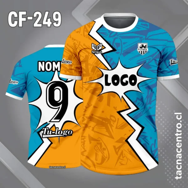 Camiseta de Fútbol Azul y Celeste Estilo Comic 4 Camiseta de Fútbol naranja y Celeste Estilo Comic
