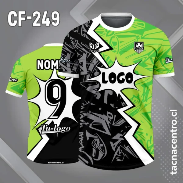 Camiseta de Fútbol Azul y Celeste Estilo Comic 2 Camiseta de Fútbol verde y negro Estilo Comic