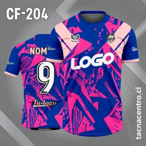 Camiseta de Fútbol azul con patrones rosados