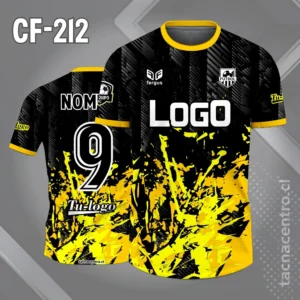 Camiseta de Fútbol Negra Diseño Grunge Amarillo y Dorado