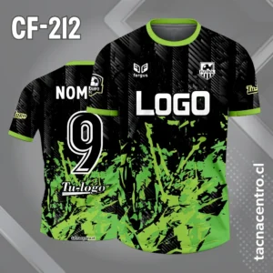 Camiseta de Fútbol Negra Diseño Grunge Verde