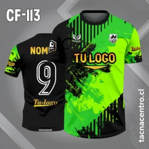 Camiseta de Futbol Morado Negro y Manchas verdes