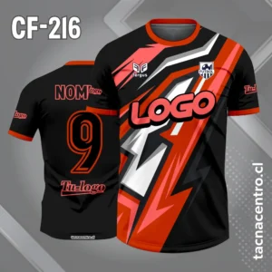 Camiseta de Fútbol negra con Franja Cruzada en rojo y Blanco