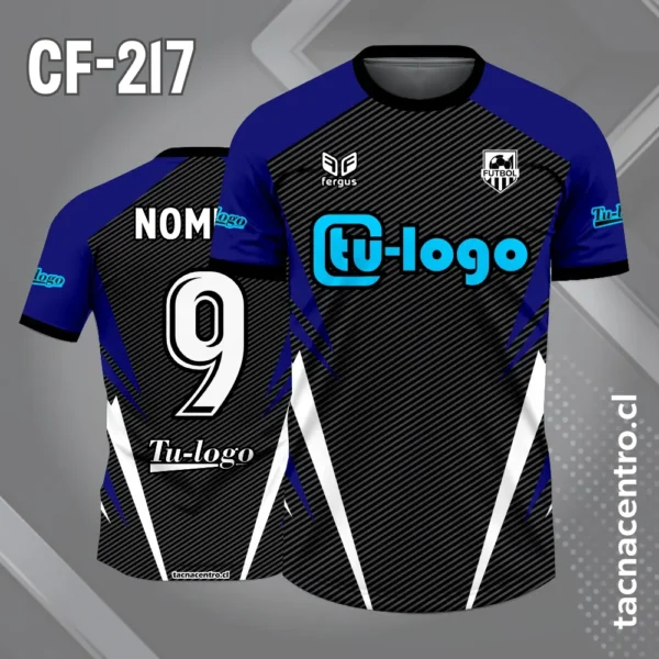 Camiseta de Fútbol Negra con Lineas Blancas y Mangas Rojas 4 Camiseta de Fútbol Negra con Lineas Blancas y Mangas azules