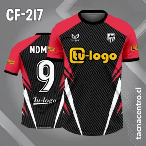 Camisetas de Fútbol Personalizadas: Diseño Gratis 9 Camiseta de Fútbol Negra con Lineas Blancas y Mangas Rojas