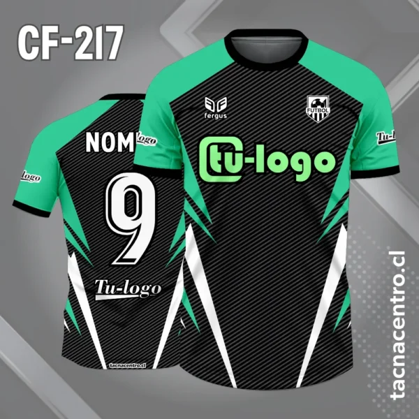 Camiseta de Fútbol Negra con Lineas Blancas y Mangas Rojas 3 Camiseta de Fútbol Negra con Lineas Blancas y Mangas verdes jade