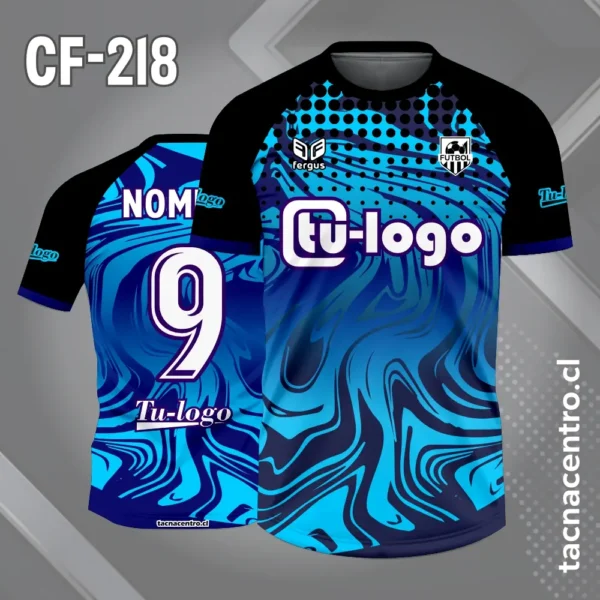 Camiseta de Fútbol Flama Anaranjada con Mangas Negras 2 Camiseta de Fútbol Flama azul con Mangas Negras