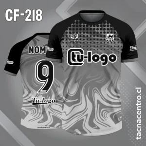 Camiseta de Fútbol Flama gris con Mangas Negras