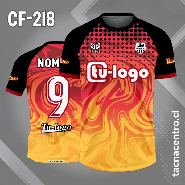 Camiseta de Fútbol Flama Anaranjada con Mangas Negras 1 Camiseta de Fútbol Flama Anaranjada con Mangas Negras