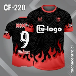 Camiseta de Fútbol Negra con Llamas de Fuego Rojo