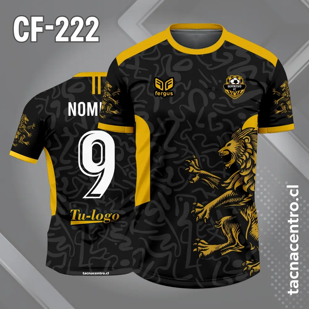 Camiseta de Fútbol Negra con Diseño Lateral de Leon