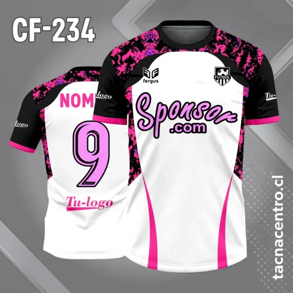 Camiseta de Fútbol Blanca con Mangas Negras y Verdes 2 Camiseta de Fútbol Blanca con Mangas Negras y rosadas