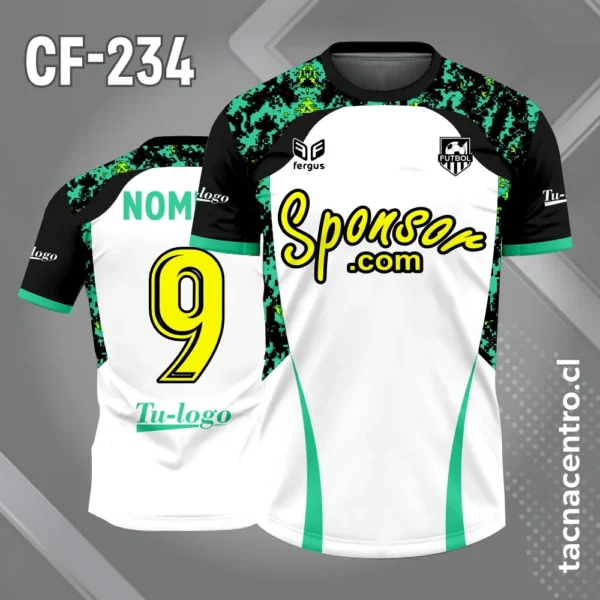 Camiseta de Fútbol Blanca con Mangas Negras y Verdes 1 Camiseta de Fútbol Blanca con Mangas Negras y Verdes