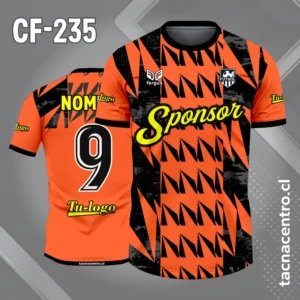 Camiseta de Fútbol naranja con Patrones oblicuos Negros