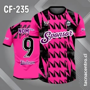 Camiseta de Fútbol rosada con Patrones oblicuos Negros