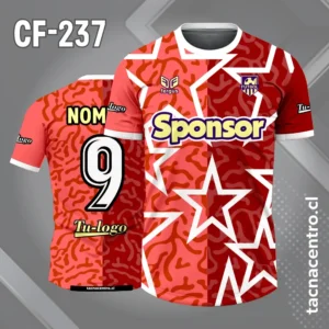Camiseta de Fútbol con Estrellas Bicolor guinda y rojo