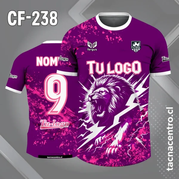 Camiseta de Fútbol Leon Verde 2 Camiseta de Fútbol morado rosado con Diseño de Leon