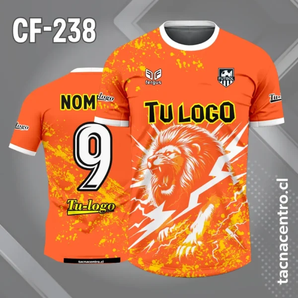 Camiseta de Fútbol Leon Verde 3 Camiseta de Fútbol naranja con amarillo con Diseño de Leon
