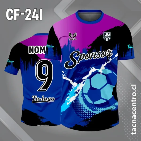 Camiseta de Fútbol Tricolor rojo negro y amarillo pelota 2 Camiseta de Fútbol Tricolor morado azul negro pelota