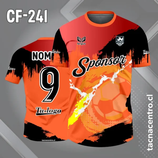 Camiseta de Fútbol Tricolor rojo negro y amarillo pelota 3 Camiseta de Fútbol Tricolor naranja rojo negro pelota