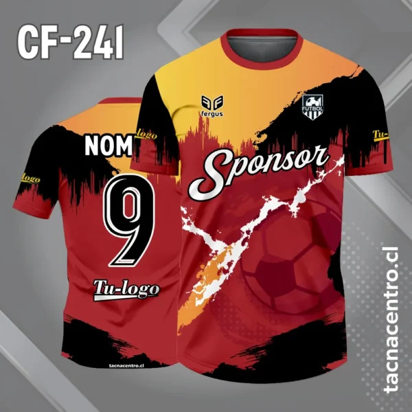 Camiseta de Fútbol Tricolor rojo negro y amarillo pelota 1 Camiseta de Fútbol Tricolor rojo negro y amarillo pelota