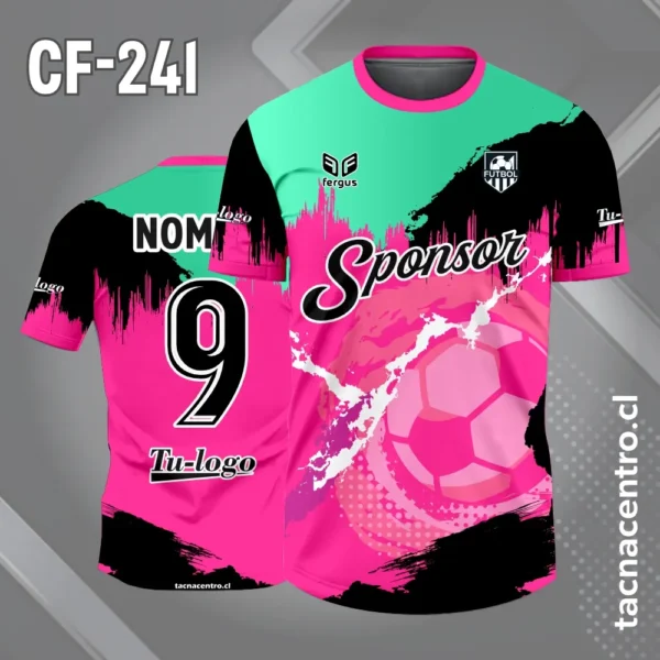 Camiseta de Fútbol Tricolor rojo negro y amarillo pelota 4 Camiseta de Fútbol Tricolor verde agua rosado negro pelota